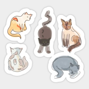 Cute Cat Sketch Pattern Sticker